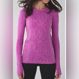 Lululemon Rest Less Ultra Violet knitted pullover thumbhole women’s size 4